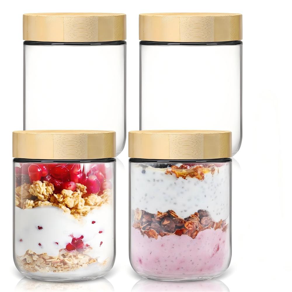 Meal Prep Overnight Oats - 4 عبوات سعة 16 أونصة لحفظ