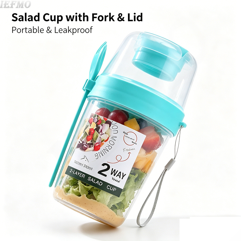 Meal Prep Veggie - طقم وعاء سلطة محمول مع شوكة