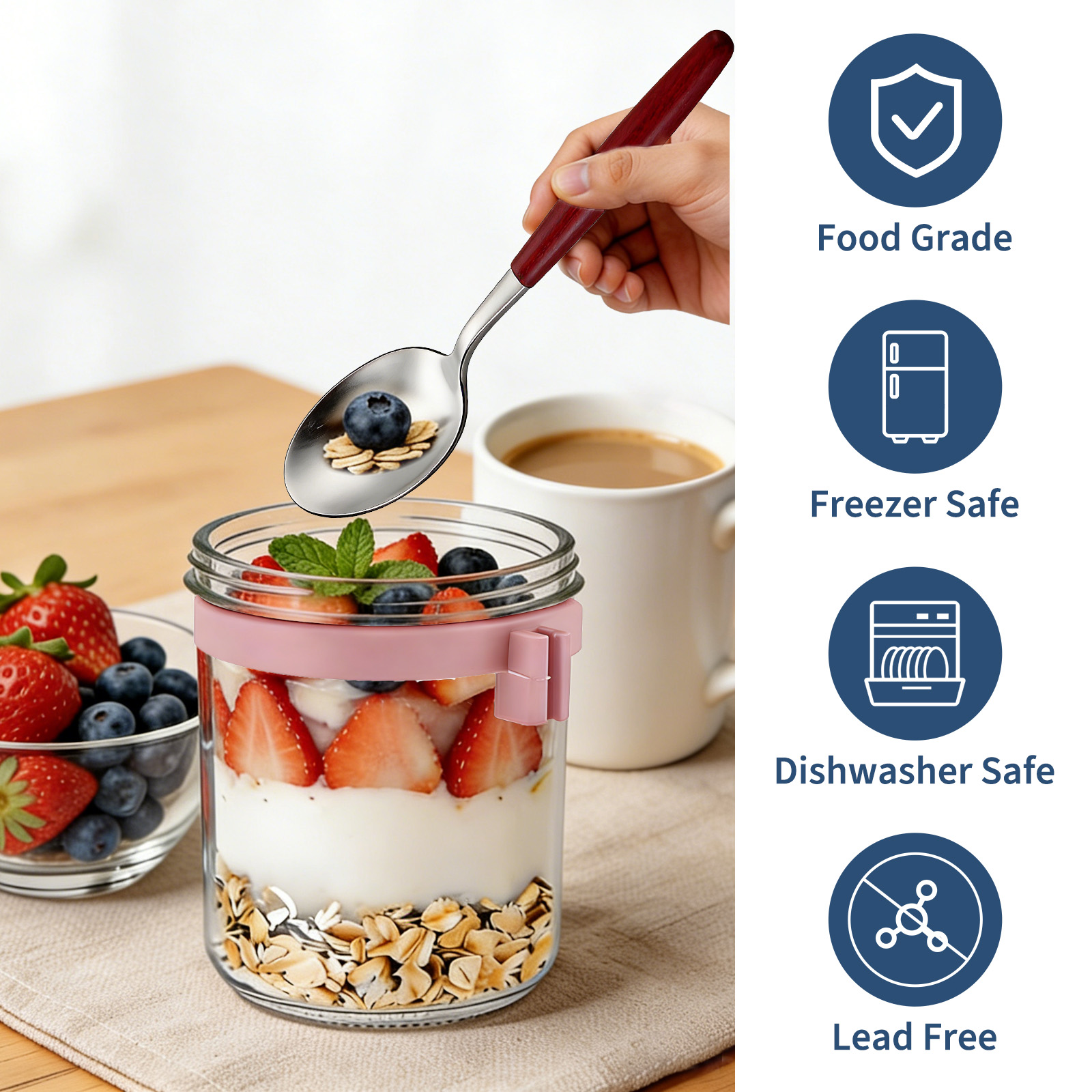 أوعية شوفان للإفطار سعة 16 أون - مراجعة Meal Prep Overnight Oats وسعره