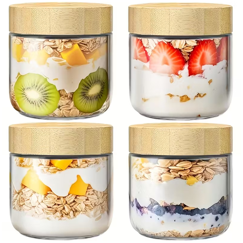 4 عبوات من أوعية زجاجية سعة 10 - مراجعة Meal Prep Overnight Oats وسعره