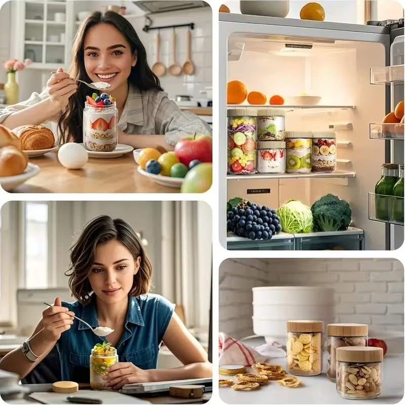 4 عبوات من أوعية زجاجية سعة 10 - مراجعة Meal Prep Overnight Oats وسعره