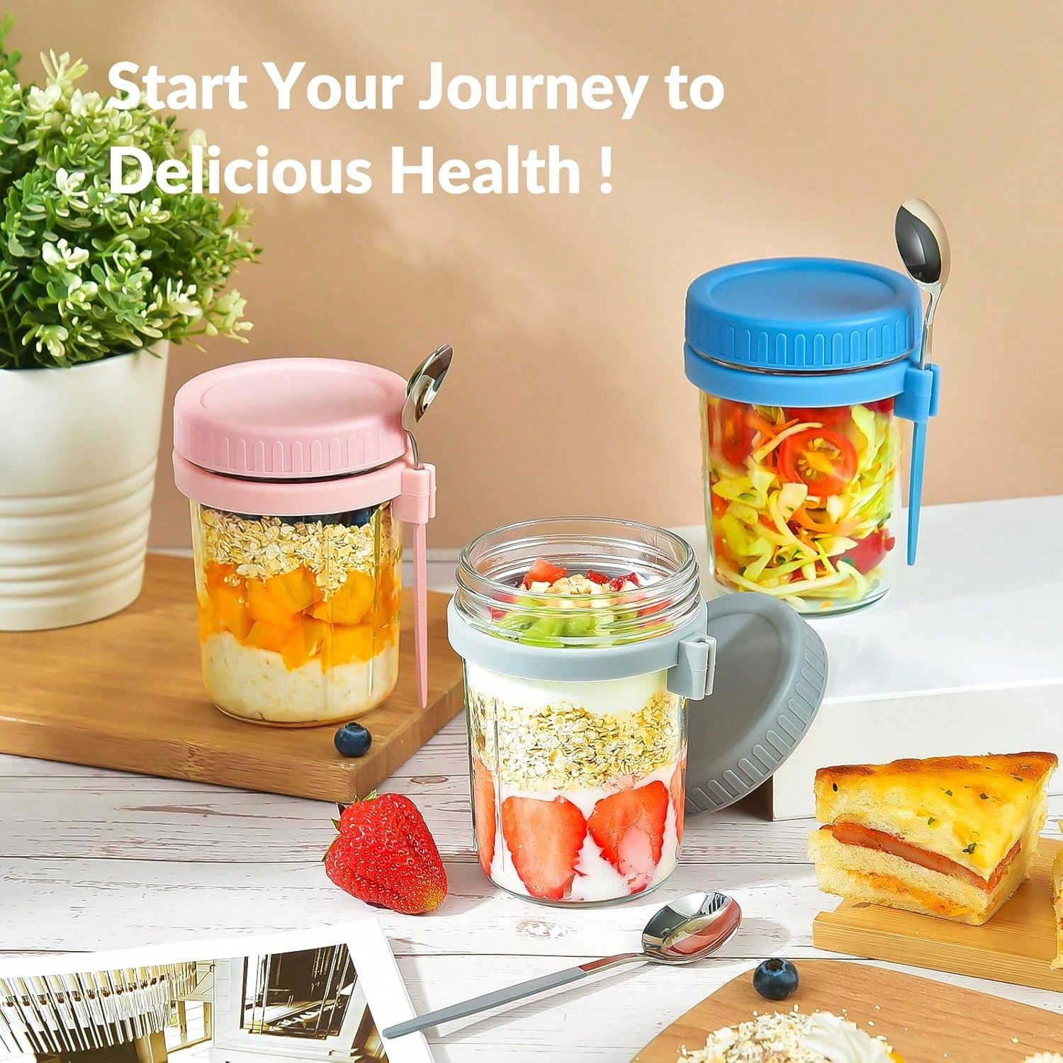 مجموعة من 4 عبوات لحفظ الشوفان - مراجعة Meal Prep Overnight Oats وسعره