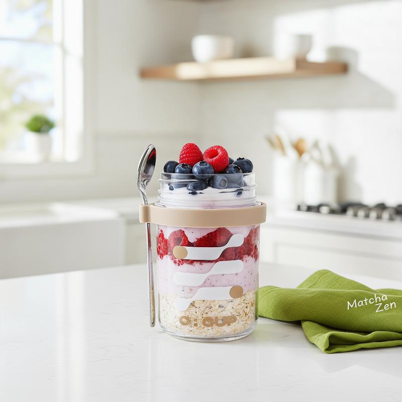 كوب زجاجي للشوفان الليلي سعة 4 - مراجعة Meal Prep Overnight Oats وسعره