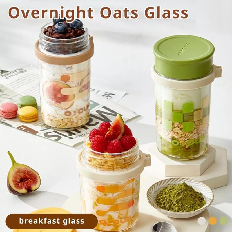 كوب زجاجي للشوفان الليلي سعة 4 - مراجعة Meal Prep Overnight Oats وسعره