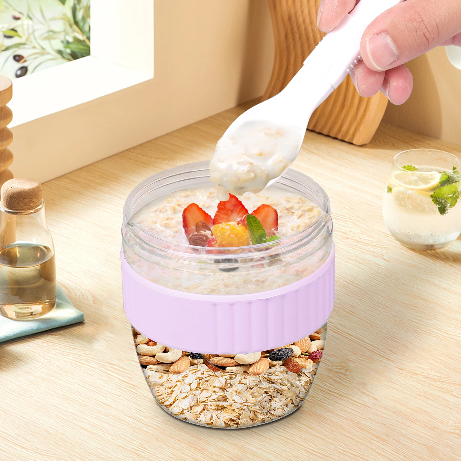 وعاء للشوفان المعلب ذو طبقتين  - مراجعة Meal Prep Overnight Oats وسعره